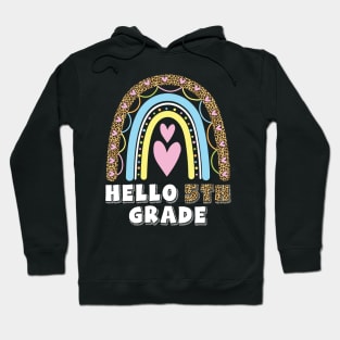 Heart Rainbow Teacher Student Back To School Hello 5th Grade Hoodie